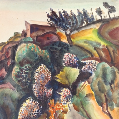 1250 - Oscheroff, watercolour, expressionist landscape, signed and dated 1934, 13