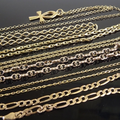 620 - Various 9ct gold chains, including figaro link bracelet, pendant necklace etc, 35.5g total (7)