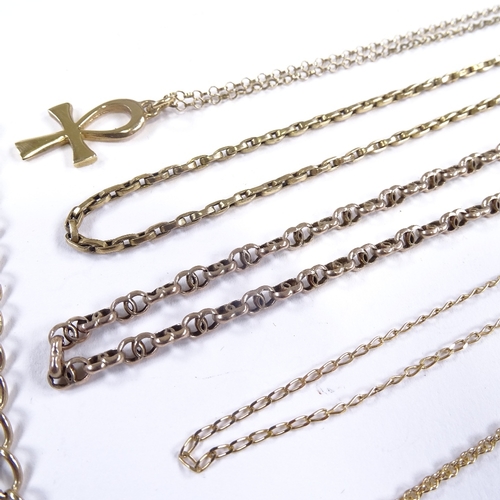 620 - Various 9ct gold chains, including figaro link bracelet, pendant necklace etc, 35.5g total (7)