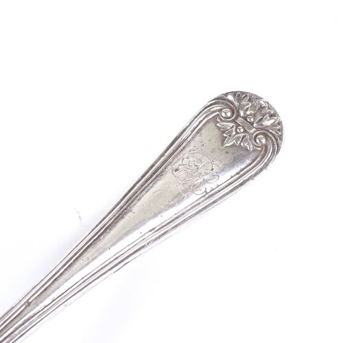 631 - A George V silver ladle, thread and acanthus decorated handle, by Walker & Hall, hallmarks Sheffield... 