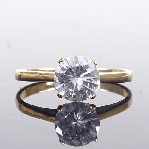 659 - A 9ct gold cubic zirconia solitaire ring, CZ diameter 7mm, size O, 1.9g