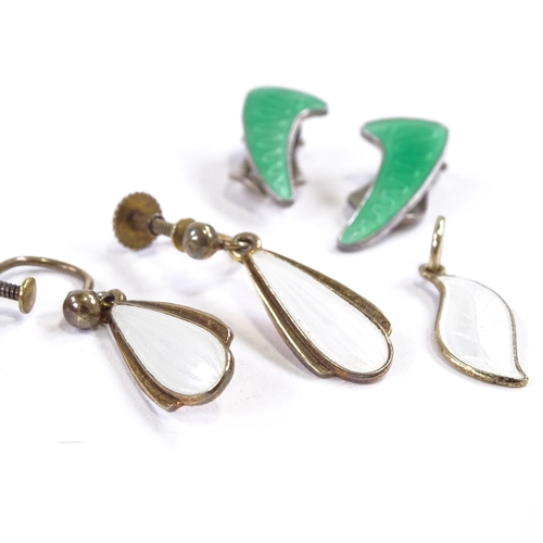 683 - Various Scandinavian sterling silver and enamel jewellery, including Volmer Bahner Danish earrings a... 