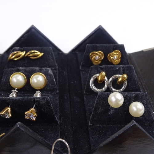 691 - Various costume jewellery, including Pierre Cardin cased earring set, silver stone set sword brooch ... 