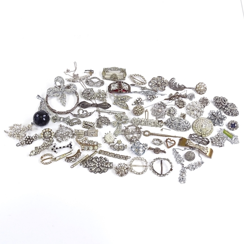 699 - Large collection of various paste jewellery, including brooches, pendants, hat pins etc