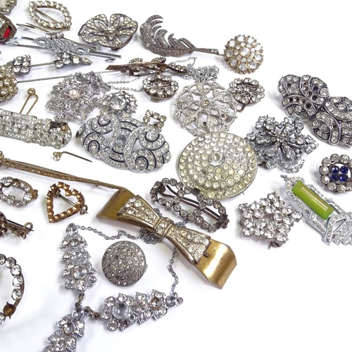 699 - Large collection of various paste jewellery, including brooches, pendants, hat pins etc