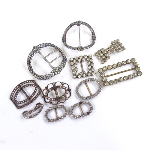 700 - Various paste costume jewellery buckles, including some Georgian and Victorian examples with closed ... 