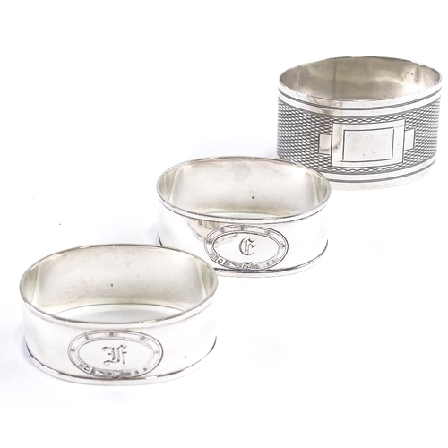 705 - A pair of Edwardian silver napkin rings, by James Dixon & Sons Ltd, hallmarks Sheffield 1907, cased,... 