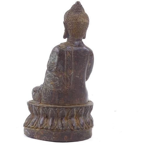 113 - A Chinese patinated bronze seated Buddha, height 18cm