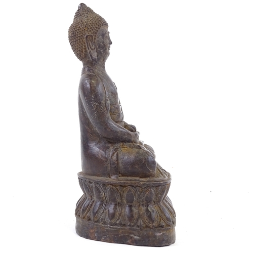 113 - A Chinese patinated bronze seated Buddha, height 18cm