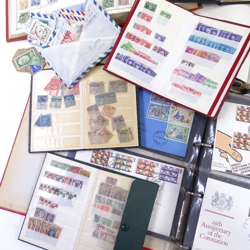 106 - Stamp collection, GB and world, including Penny Blacks, Reds and Blues, several albums and stock boo... 