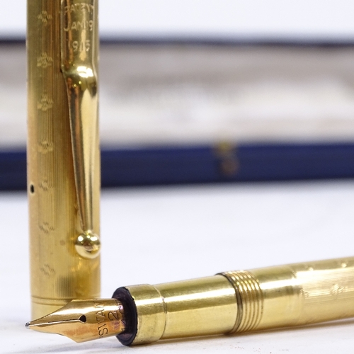 118 - Mabie Todd & Co Ltd Swan self-filling fountain pen, patent Jan 1915, made in the USA, gold plated ca... 