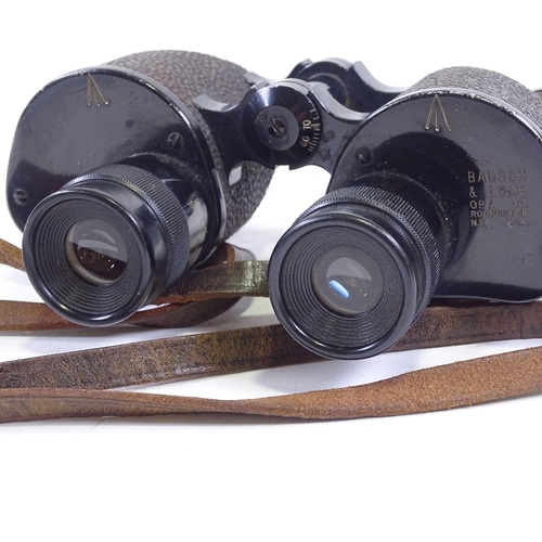 120 - Bausch & Lomb Optical Co New York, pair of 6x30 military binoculars, with graduated graticules, leat... 