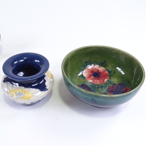 133 - A Moorcroft poppy design bowl, diameter 14cm, a Moorcroft floral pattern vase 1992, and 2 small Moor... 