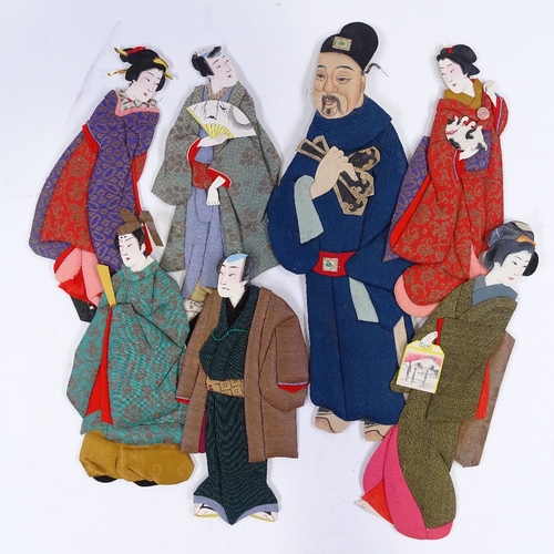 138 - A group of early 20th century Chinese card-backed applique dolls, largest height 32cm