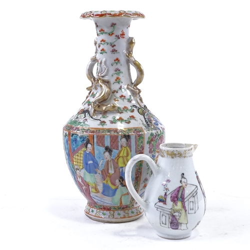 164 - A Chinese famille rose porcelain vase, with hand painted decoration, height 25cm, and Chinese sparro... 