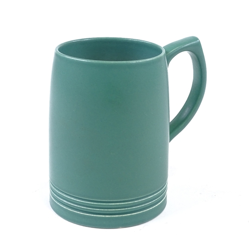 168 - KEITH MURRAY FOR WEDGWOOD - green glaze pint mug, height 12cm