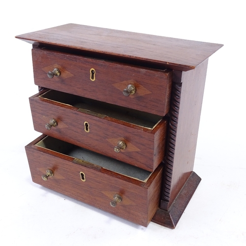 172 - A Victorian stained wood 3-drawer jewel chest, width 23cm, height 20cm