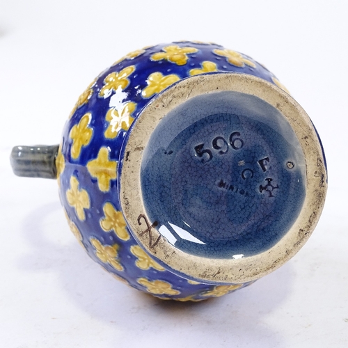 189 - A Victorian Minton lidded ewer with pewter lid, date code for 1873, height 22cm