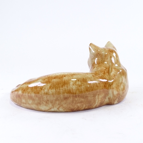 191 - MIKE HINTON (WINSTANLEY) - pottery ginger cat, size 3, length 31cm