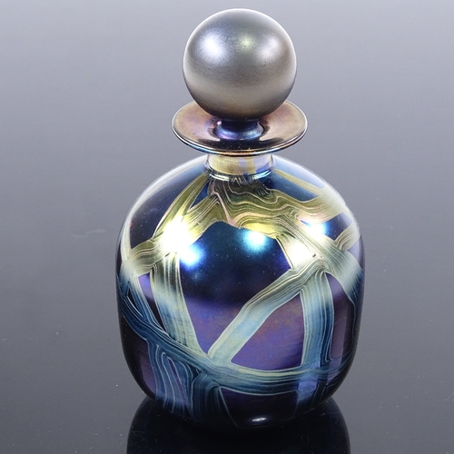 194 - Isle of Wight iridescent glass perfume bottle and stopper, height 12cm