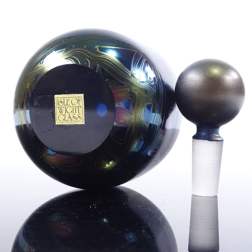 194 - Isle of Wight iridescent glass perfume bottle and stopper, height 12cm