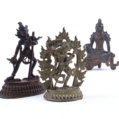 63 - 3 Indian/Oriental bronze deities, largest height 24cm (3)