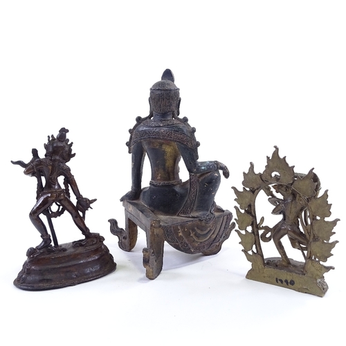 63 - 3 Indian/Oriental bronze deities, largest height 24cm (3)