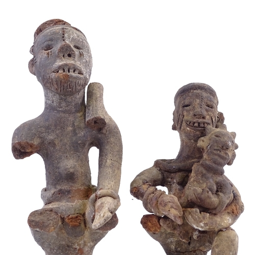 73 - 2 Nigerian terracotta Nok style Tribal figures, largest height 28cm (2)