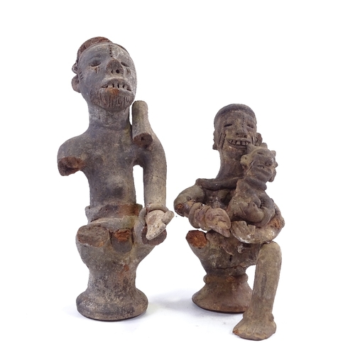 73 - 2 Nigerian terracotta Nok style Tribal figures, largest height 28cm (2)