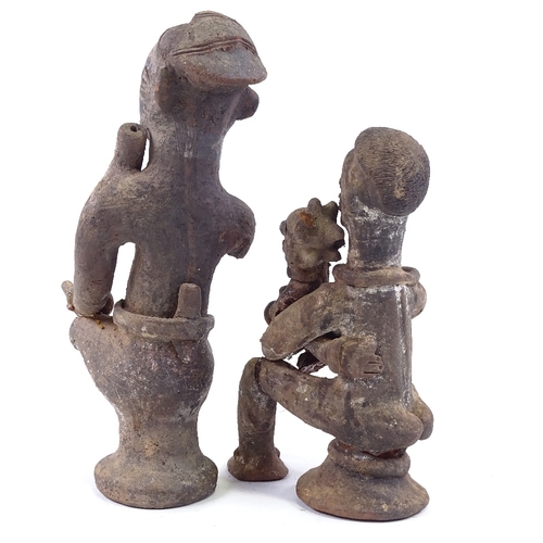 73 - 2 Nigerian terracotta Nok style Tribal figures, largest height 28cm (2)