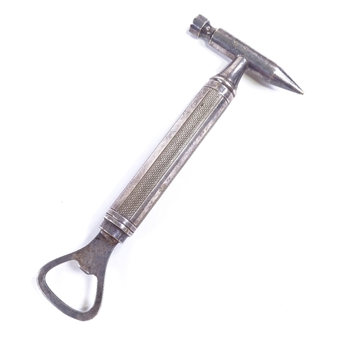 83 - An electroplate combination corkscrew/ice pick/bottle opener, length 18cm