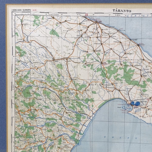 92 - A Second World War Period printed silk escape map, War Office/Air Ministry for Taranto (Italy), shee... 