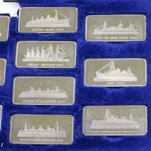 93 - Birmingham Mint, The Great Liners of the North Atlantic, 20 sterling silver ingots, 1oz each, in ori... 