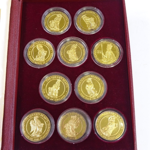 94 - The Queen's Beasts Medal Collection, by Pobjoy Mint Ltd, a set of 10 sterling silver-gilt, 0.9oz eac... 