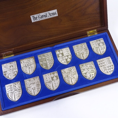 95 - The Royal Arms, set of 12 sterling silver medallions in celebration of Queen Elizabeth II Silver Jub... 