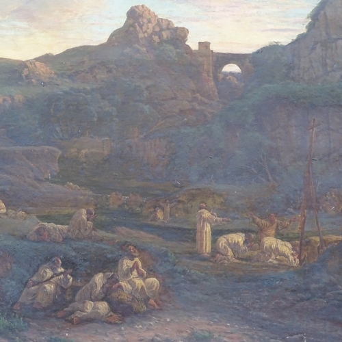 1254 - 18th/19th century oil on canvas, religious figures in a landscape, unsigned, 40