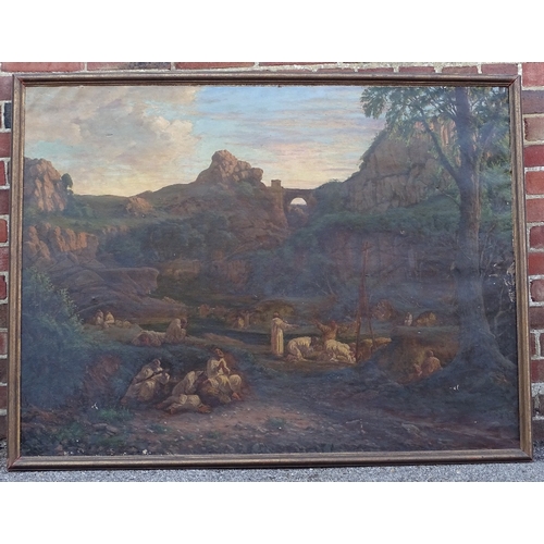 1254 - 18th/19th century oil on canvas, religious figures in a landscape, unsigned, 40