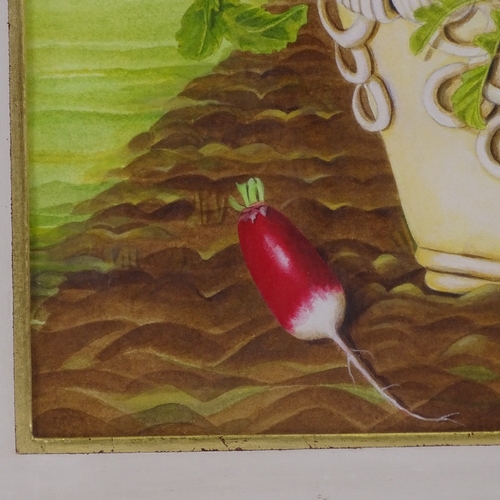 1272 - E B Watts, watercolour, radishes and parsnips, signed and dated 1993, 17