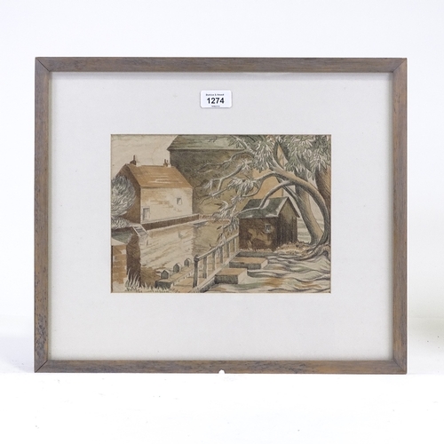 1274 - Billie Walters, lithograph, old mill, 8