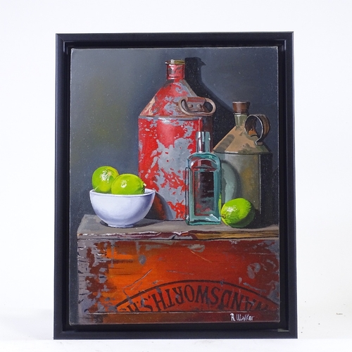 1276 - Robert Walker, oil on canvas, limes and cans, signed, 16