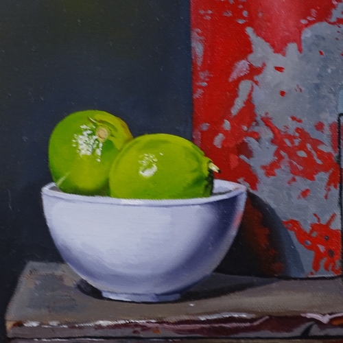 1276 - Robert Walker, oil on canvas, limes and cans, signed, 16