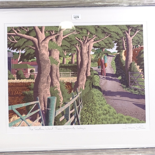 1279 - Simon Palmer, colour screen print, the sisters went their separate ways, signed in pencil, from an e... 