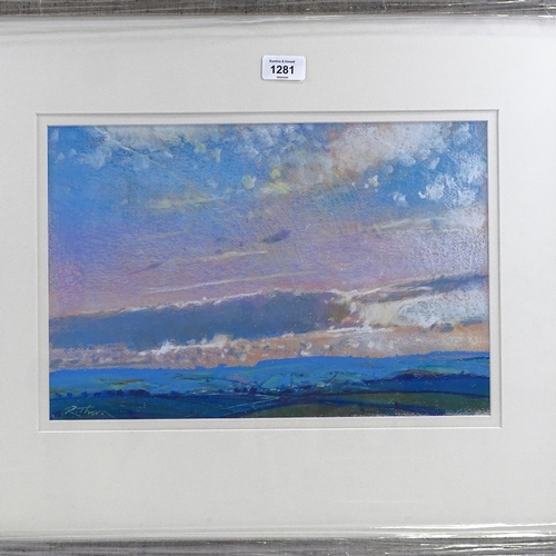 1281 - Richard Thorn, coloured pastels, last rays, signed, 10