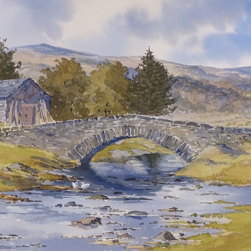 1283 - Donald Crossley (1932 - 2014), 2 watercolours, old stone bridge, signed, 18