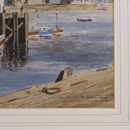 1284 - Donald  Crossley (1932 - 2014), watercolour, Whitby Harbour, signed, 15.5