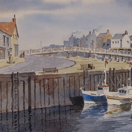 1284 - Donald  Crossley (1932 - 2014), watercolour, Whitby Harbour, signed, 15.5