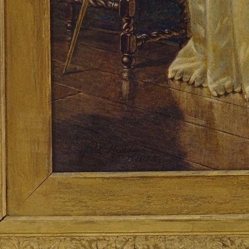 1286 - Dowfield Harding, watercolour, lady eavesdropping, signed and dated 1885, 24