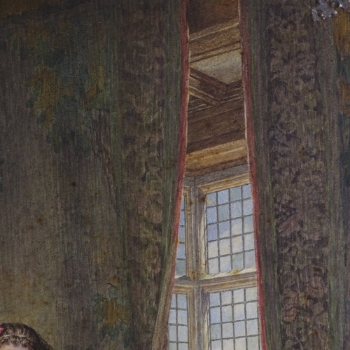 1286 - Dowfield Harding, watercolour, lady eavesdropping, signed and dated 1885, 24