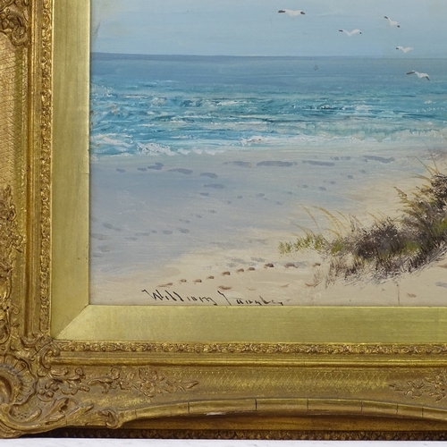 1287 - William Langley (1852 - 1922), oil on canvas, sandy beach scene, signed, 20