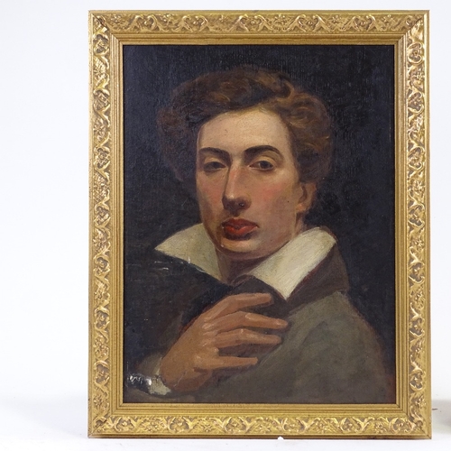 1289 - Henry Watts RA, oil on wood panel, self portrait, inscribed verso, 18